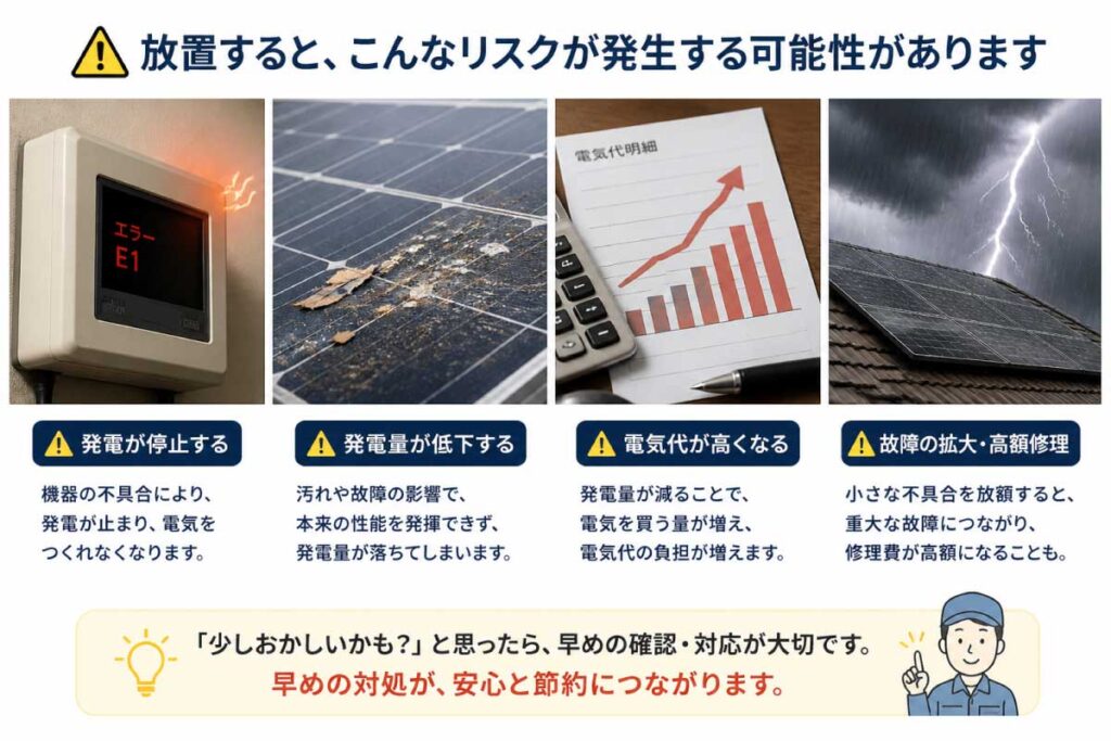 太陽光発電の故障を放置した場合のリスク
