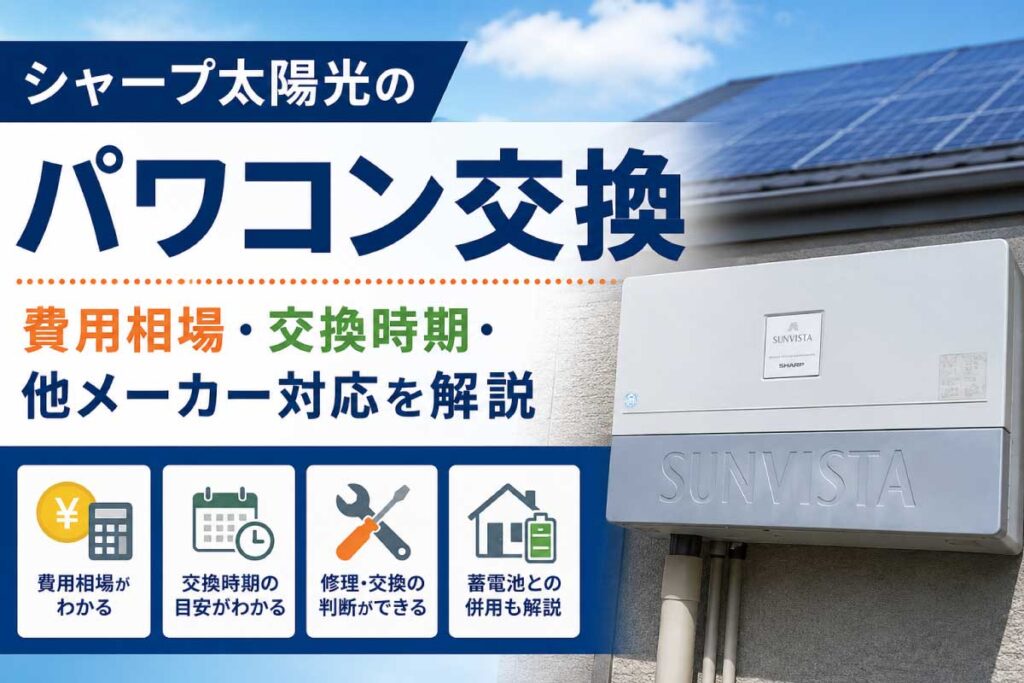 シャープ太陽光のパワーコンディショナー交換イメージ｜費用相場・交換時期・他メーカー対応を解説
