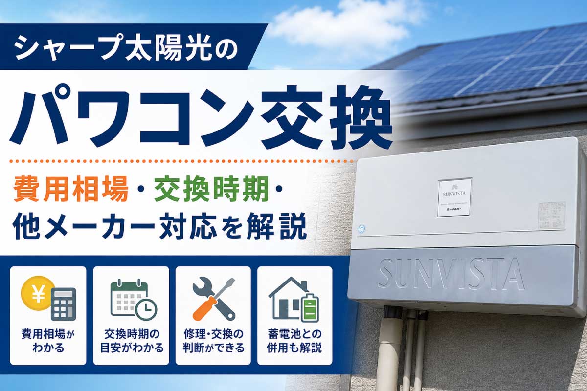 シャープ太陽光のパワーコンディショナー交換イメージ｜費用相場・交換時期・他メーカー対応を解説