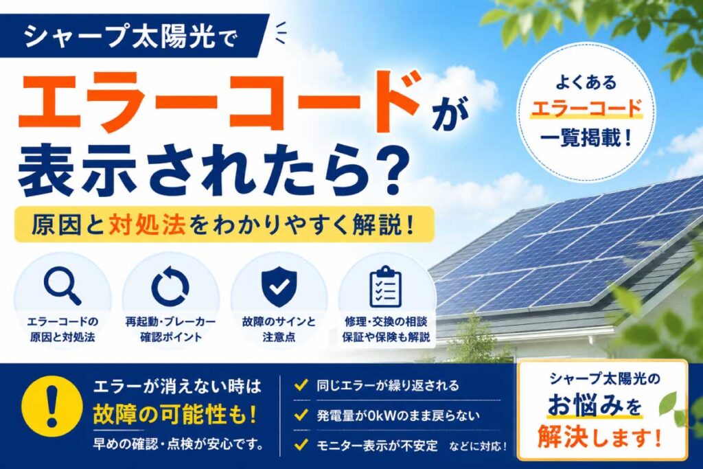 シャープ太陽光のエラーコード原因と対処法を解説するイメージ画像