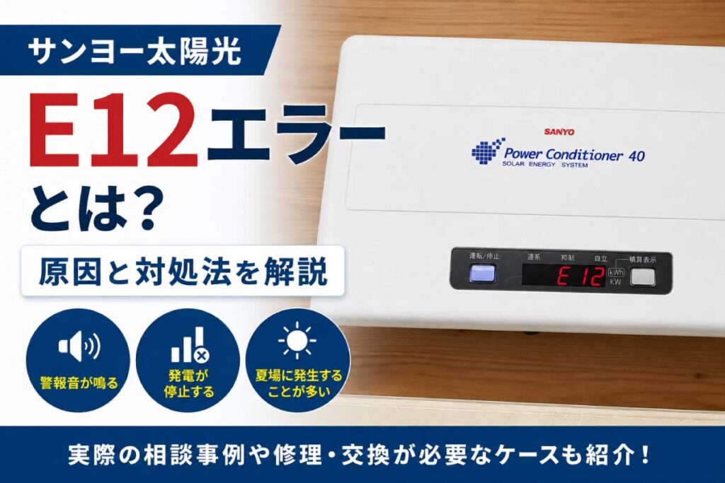 サンヨー太陽光パワーコンディショナーのE12エラー表示