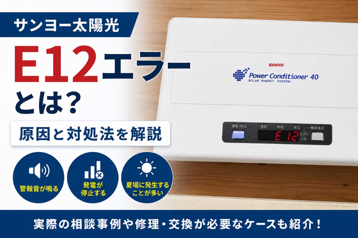 サンヨー太陽光パワーコンディショナーのE12エラー表示